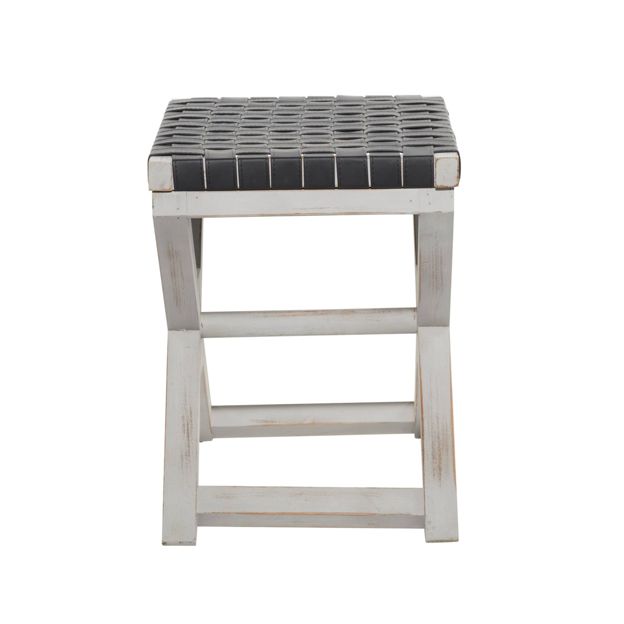 20" Black Wood Farmhouse Stool